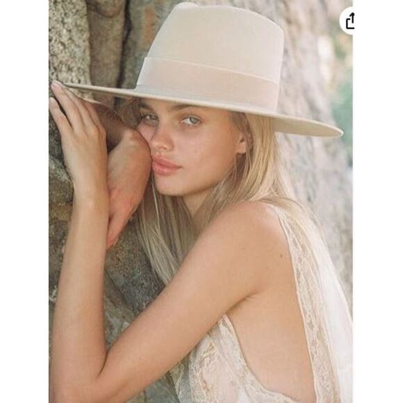 Veronica Beard Lack of Color Benson Beige Felt Wool Wide Brim Hat L NWT 230 main image 4